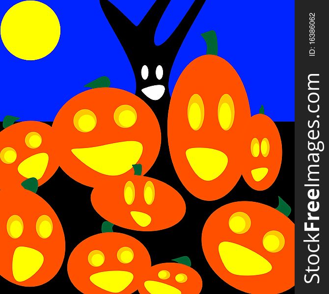 A group of halloween pumpkins. A group of halloween pumpkins.