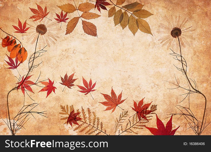 Abstract grunge floral background with leaves for multiple uses