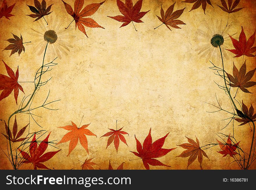 Abstract grunge floral background with leaves for multiple uses