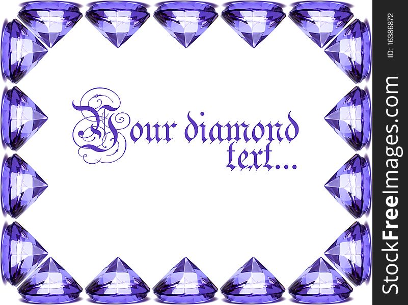 Beautiful diamond crystal frame isolated on white