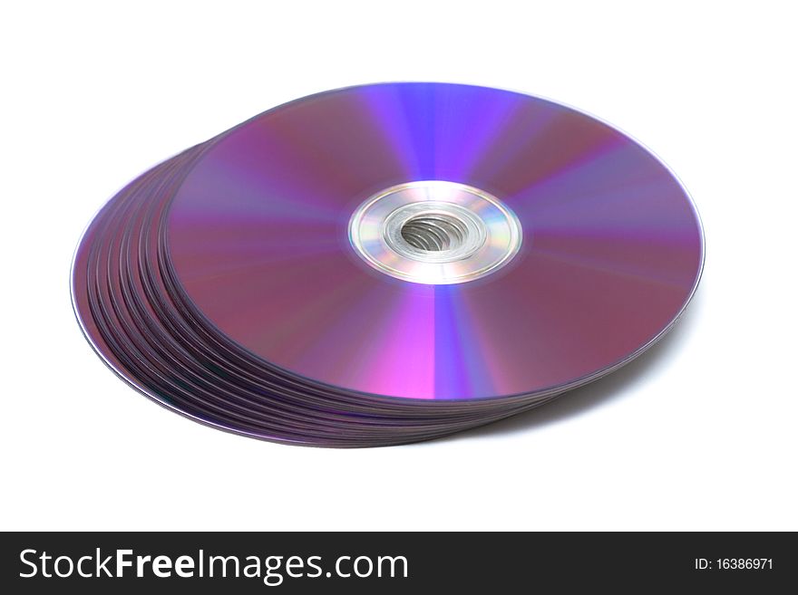 Stack of Cd or DVD roms isolated on white background