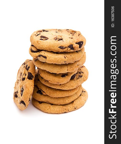 The image of round cookies pyramid stack isolated on white