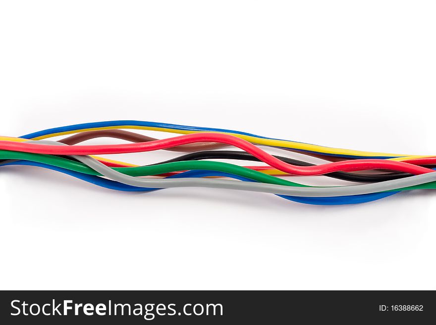 Multicolored computer cable isolated on white background. Multicolored computer cable isolated on white background