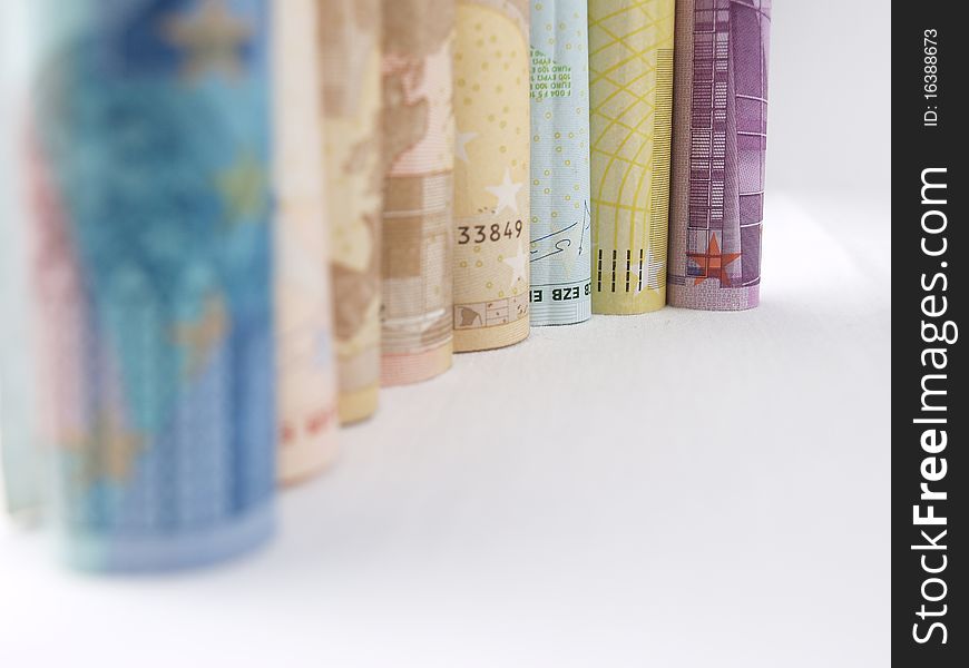 Euro money in a white background