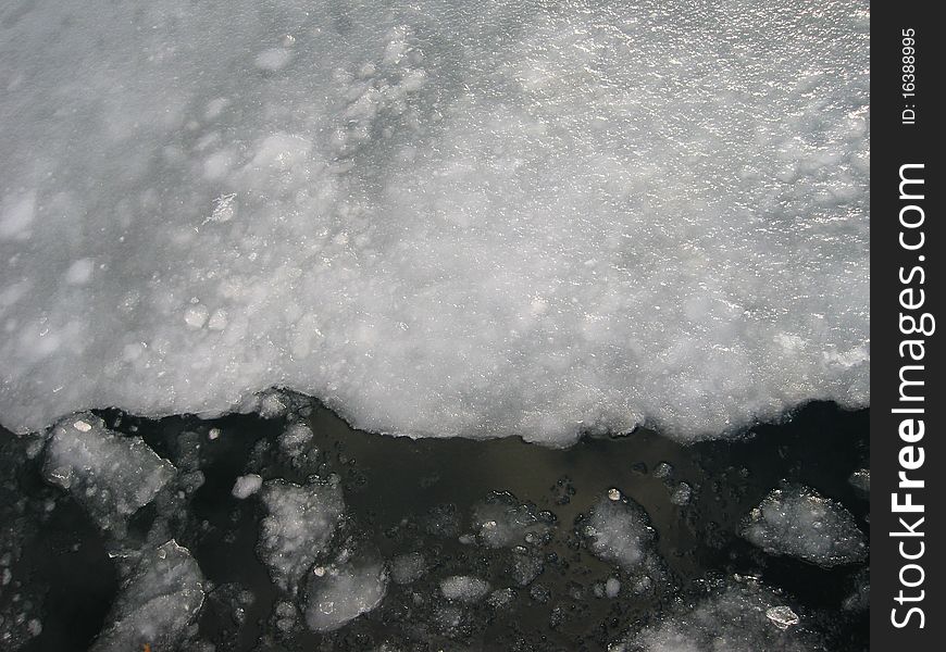 Floating ice covering the surface of the sea