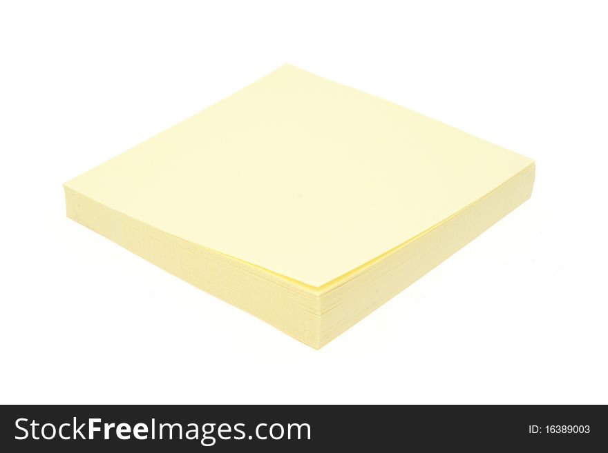 Yellow sticky paper note pad. Yellow sticky paper note pad