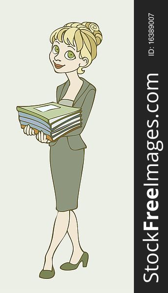 Illustration of a secretary or young businesswoman