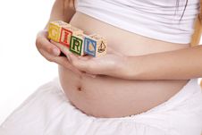 Pregnant Blocks Girl Side Horizontal Stock Photo Pregnant Blocks Girl Side Horizontal Stock Photo