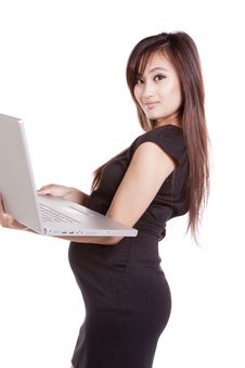 Pregnant Business Woman Laptop Happy Stock Photos Pregnant Business Woman Laptop Happy Stock Photos