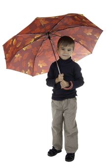 The Boy With An Umbrella Stock Photo