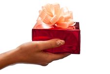 Red Present In Woman S Hand Stock Photography