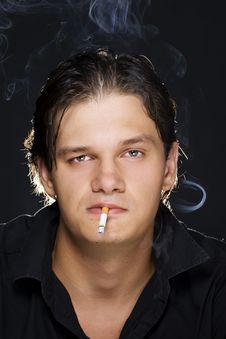 Man Smoking A Cigarette Stock Photos