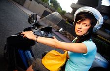 Woman On The Bike Royalty Free Stock Photography Woman On The Bike Royalty Free Stock Photography