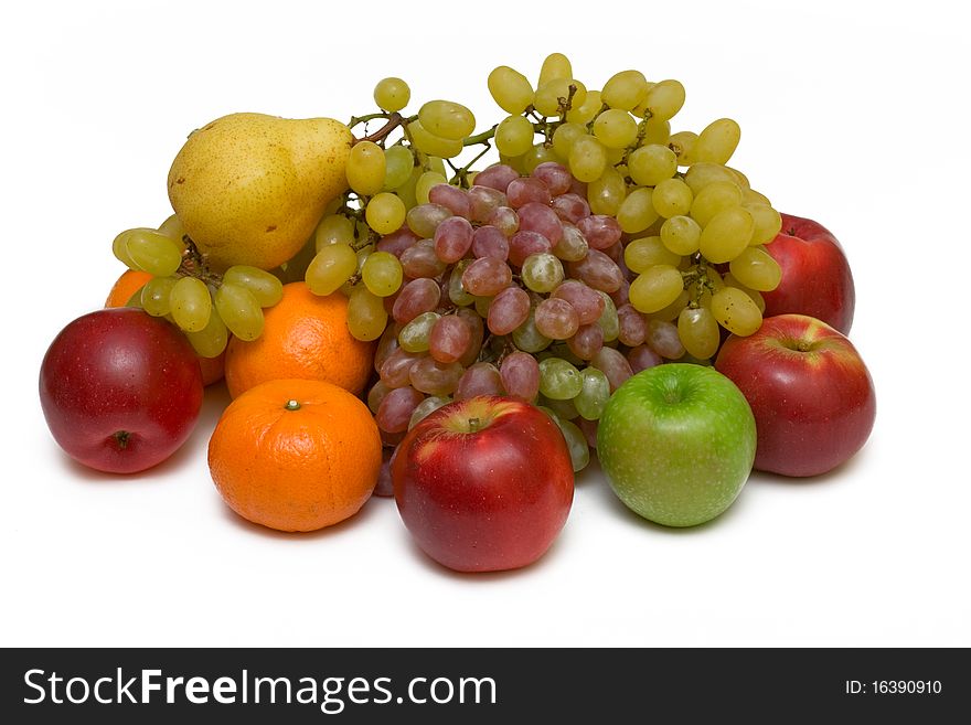 Fruits on white background, isolated.