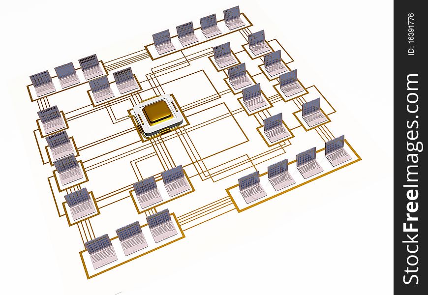 White notebooks and processor on electronic board. White notebooks and processor on electronic board.