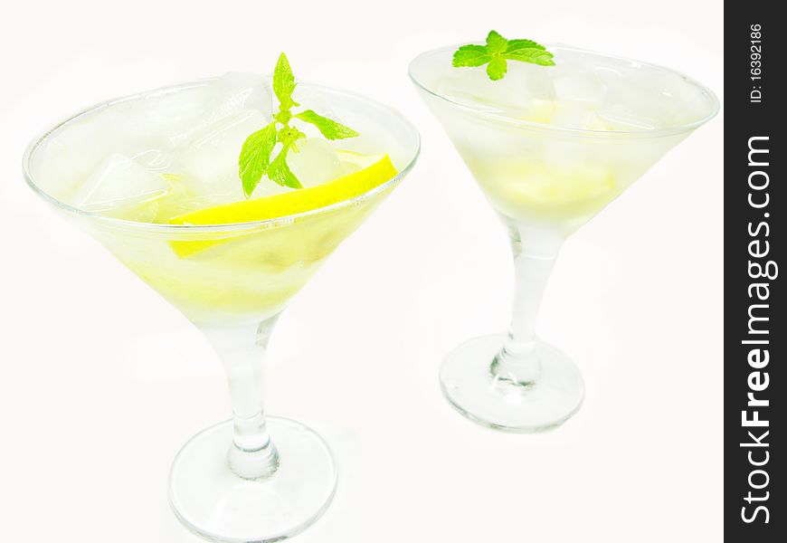 Alcohol liqueur cocktail with lemon