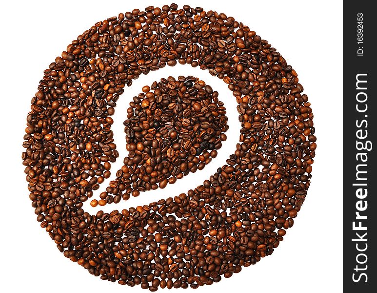 Coffee beans are put in the form bubble icon isolated on white background