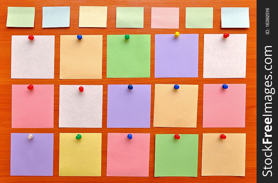 Bulletin board with colorful paper notes