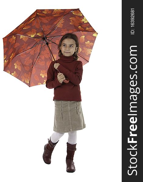 The girl stands and holds an umbrella. The girl stands and holds an umbrella