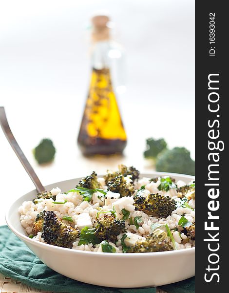 Roasted Broccoli And Farro Salad With Feta