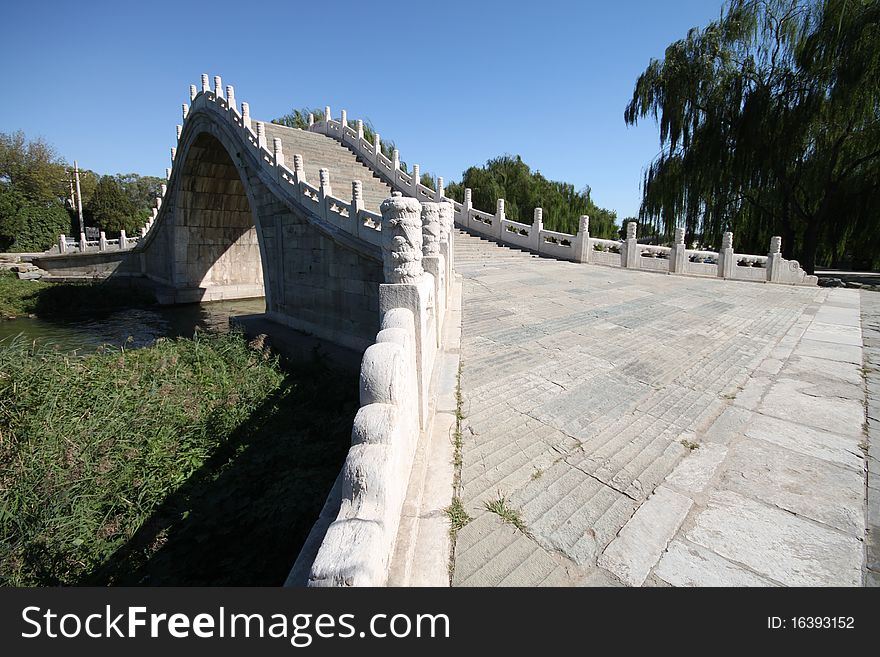 A Chinese style bridge named stone arch bridge. in Yiheyuan park in BeiJing