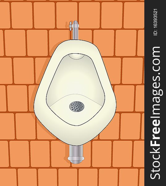 White toilet on a yellow brick wall