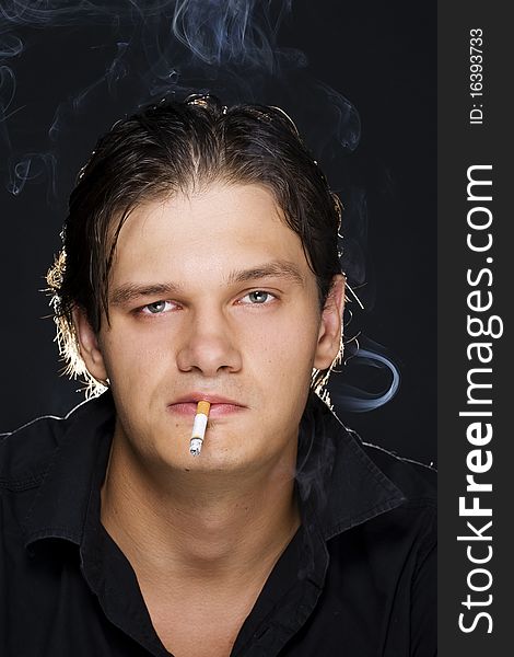 Man smoking a cigarette