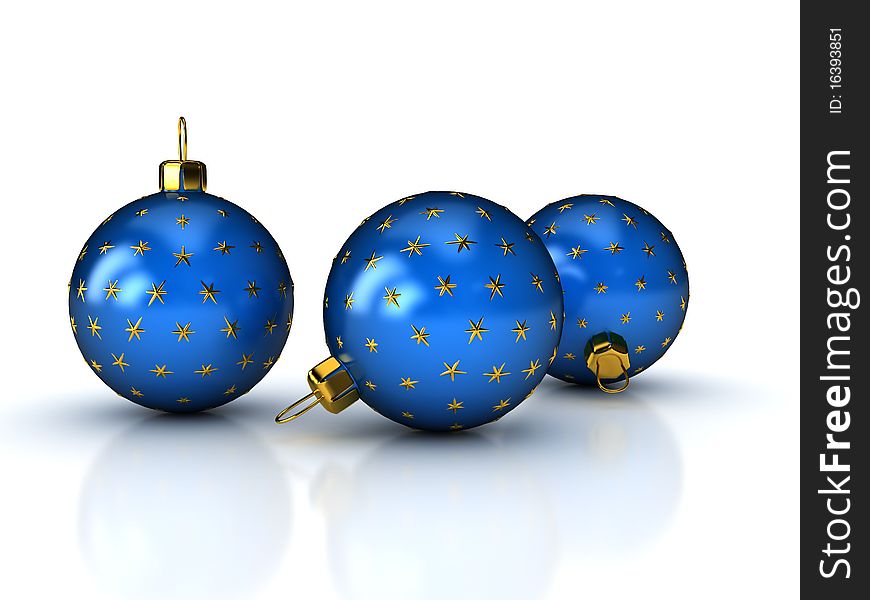 Christmas balls over white. 3d rendered image