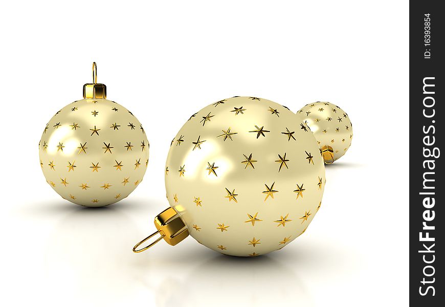 Christmas balls over white. 3d rendered image