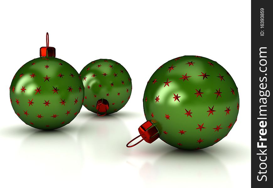 Christmas balls over white. 3d rendered image