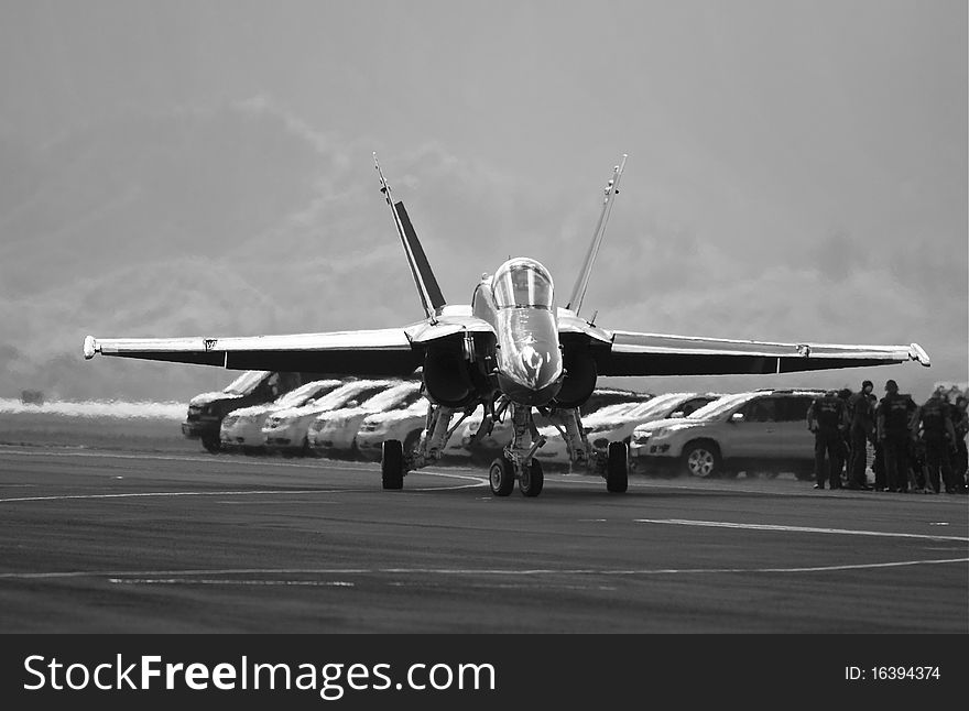 Black and White Blue Angel taxing to the runway