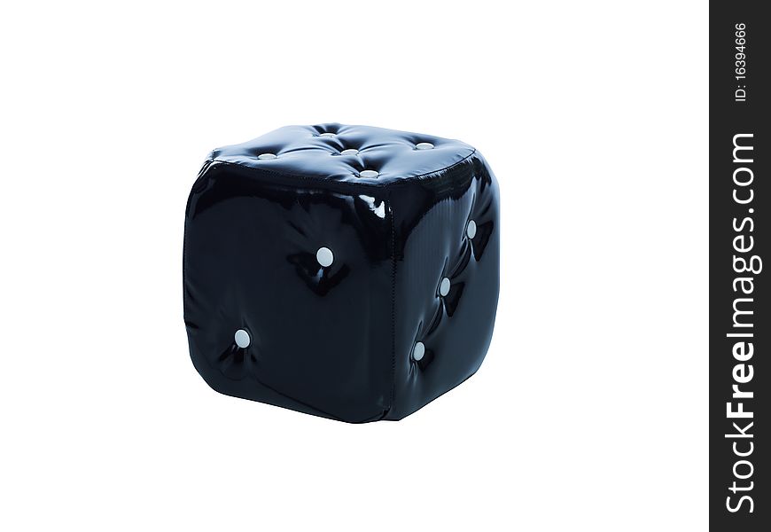 Black dice cube chair isolated on white background