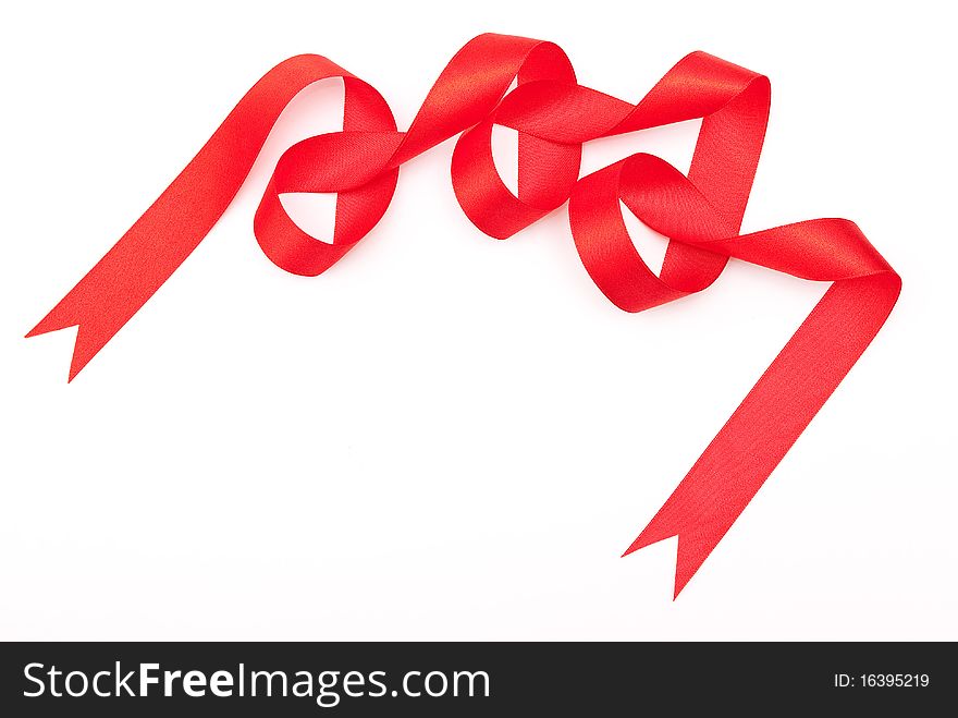 Red ribbon on white background