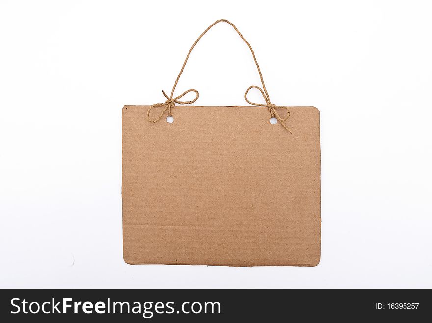 Cardboard tag on white background
