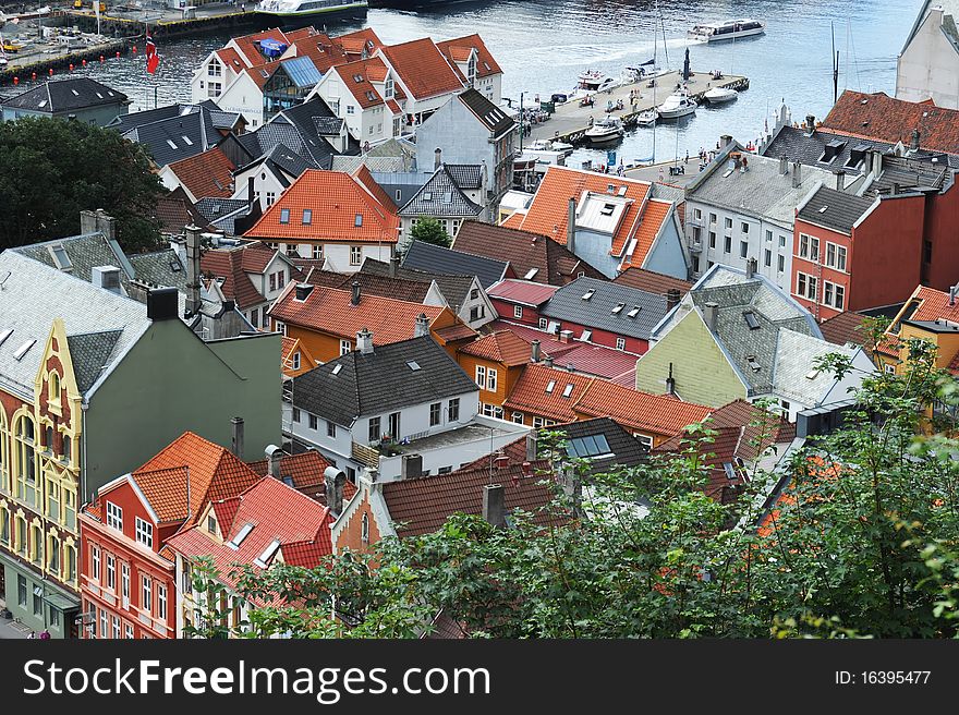 Beautiful city view of Bergen, Norway