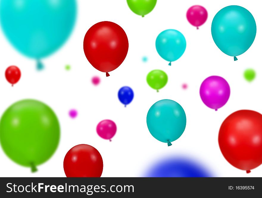 Background of color party balloons on white background