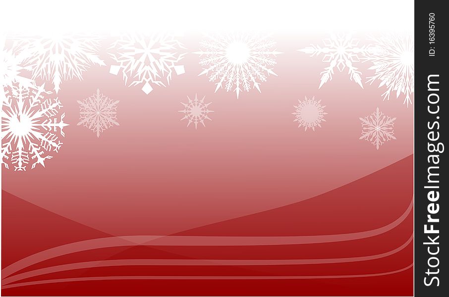 Illustration with red background and white snowflakes. Illustration with red background and white snowflakes