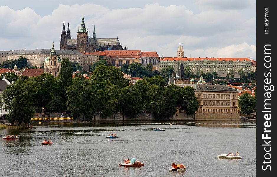 View on castle with river Vltava in Prague (Praha), capital of Czech republic. View on castle with river Vltava in Prague (Praha), capital of Czech republic