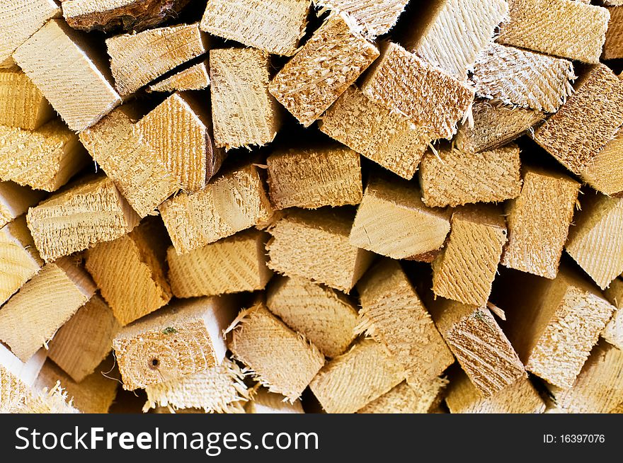 Stack of wood to heat in the cellar