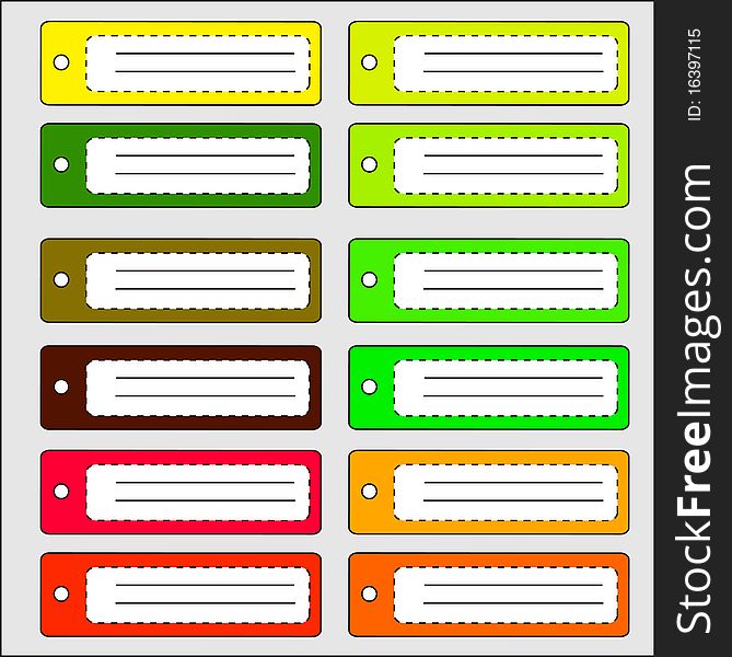 Vector illustration set of cool labels or tags in different colors