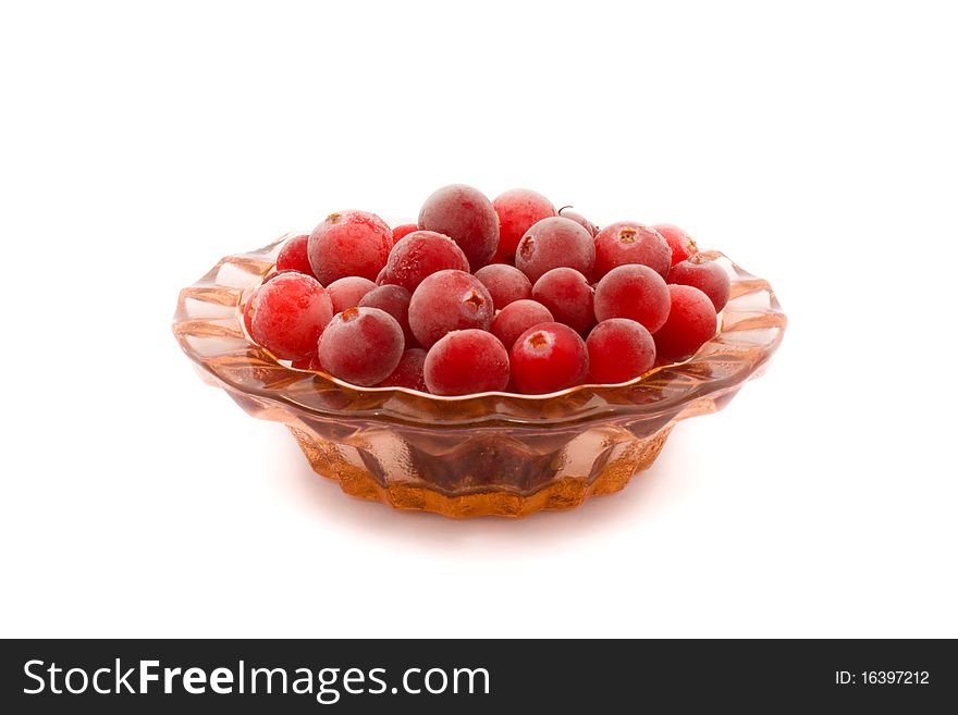 Cranberries on white background.
