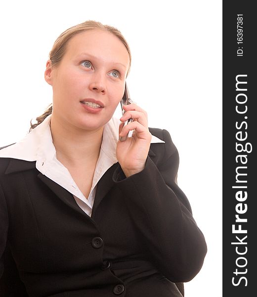 Business woman talking on the phone. Business woman talking on the phone