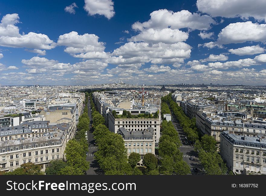 View of Paris from the Arc de Triomphe, France