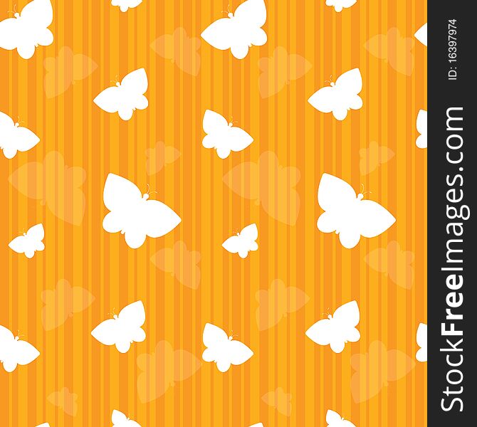 Orange Striped Butterfly Seamless Tile