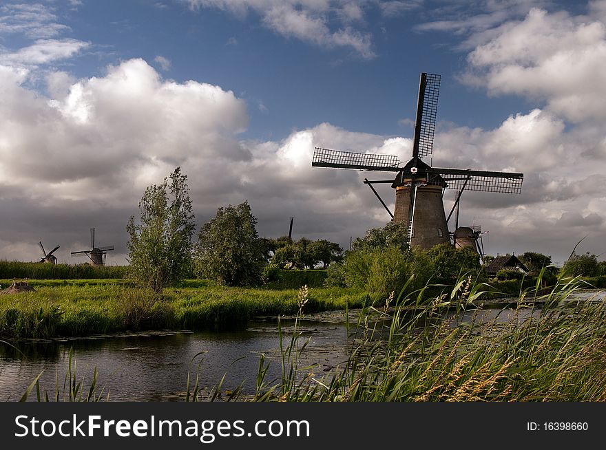 Famous windmill park Kinderdijk in Holland. Famous windmill park Kinderdijk in Holland