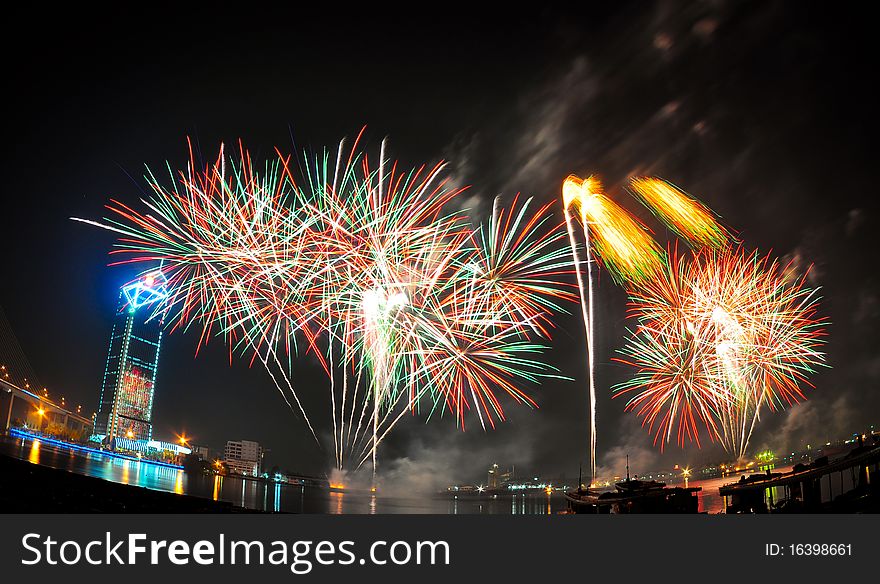 Colorful firework on a festival