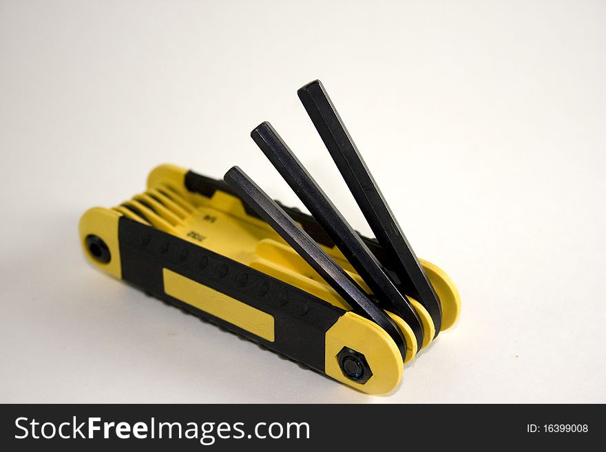 Full set of allen wrenches on white background