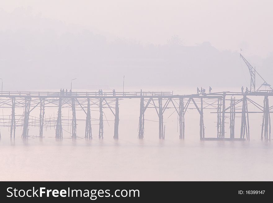 The Wood Bridge at Sangkhlaburi, Kanchanaburi, Thailand