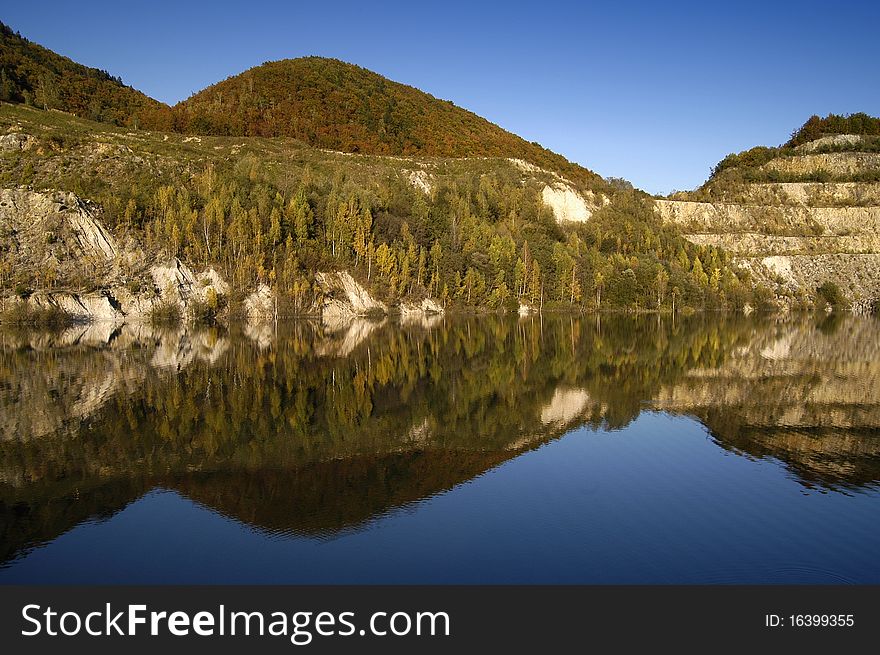 Water natural lake in the village Å Ãºtovo, central Slovakia