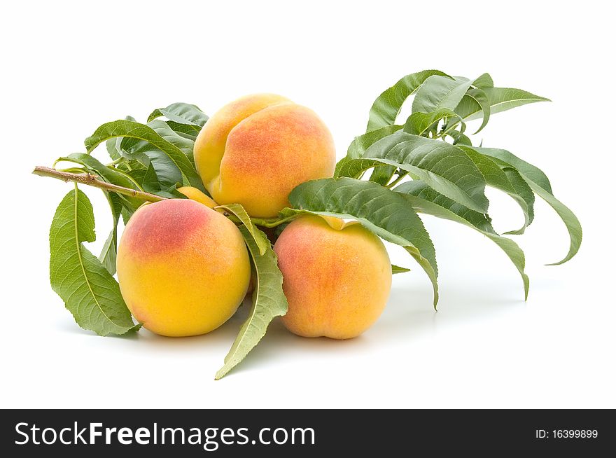 Ecological peaches isolated on white background